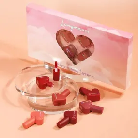 12 Colors Lipstick Set Matte Lip Cheek Mud Heart Shaped Lipgloss Velvet Texture Gift Makeup Set Box