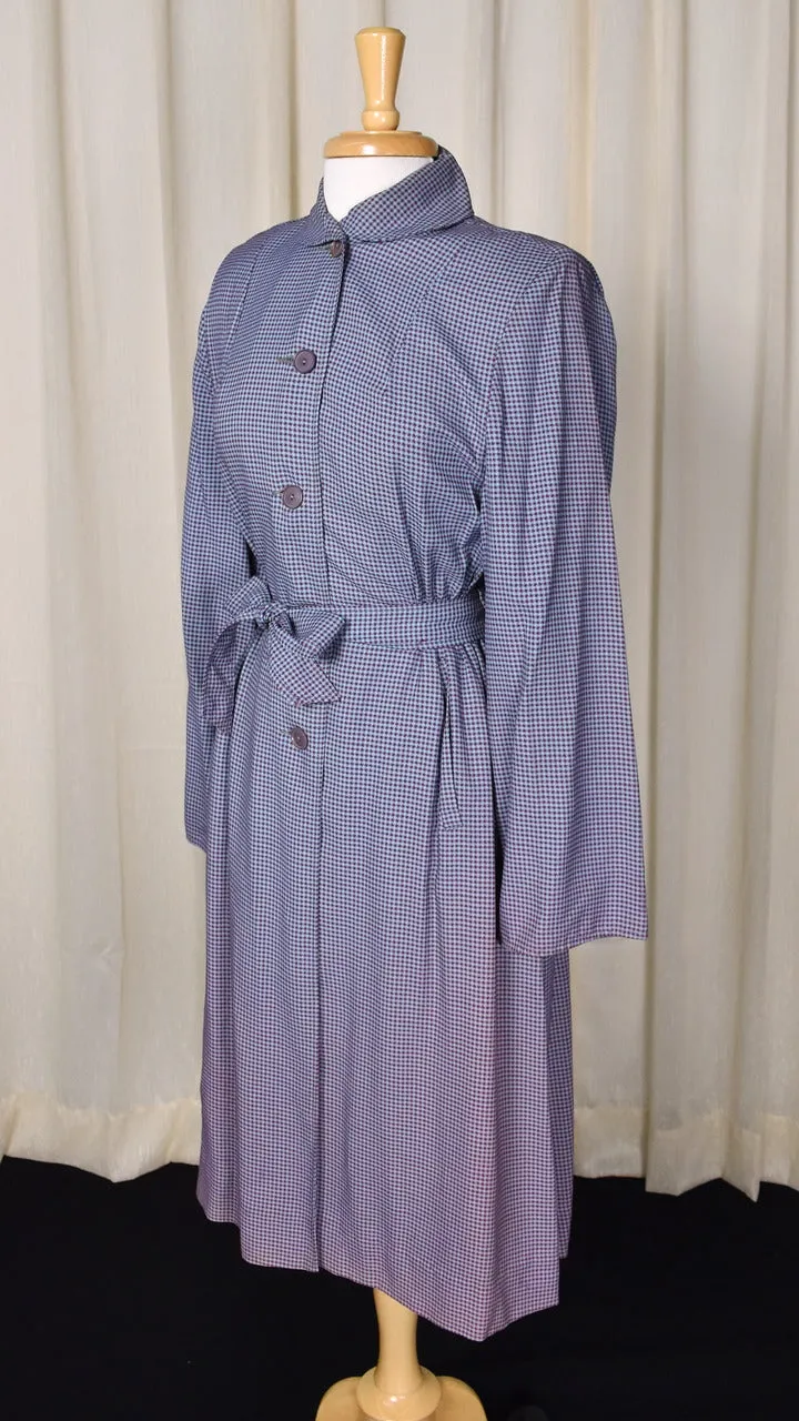 1950s Vintage Blue & Purple Checked Coat Dress