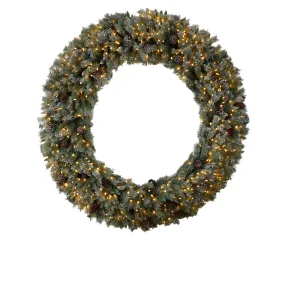 6’ Giant Flocked Christmas Wreath with Pinecones, 600 Clear LED Lights and 1000 Bendable Branches 6’ Giant Flocked Christmas Wreath with Pinecones, 600 Clear LED Lights and 1000 Bendable Branches