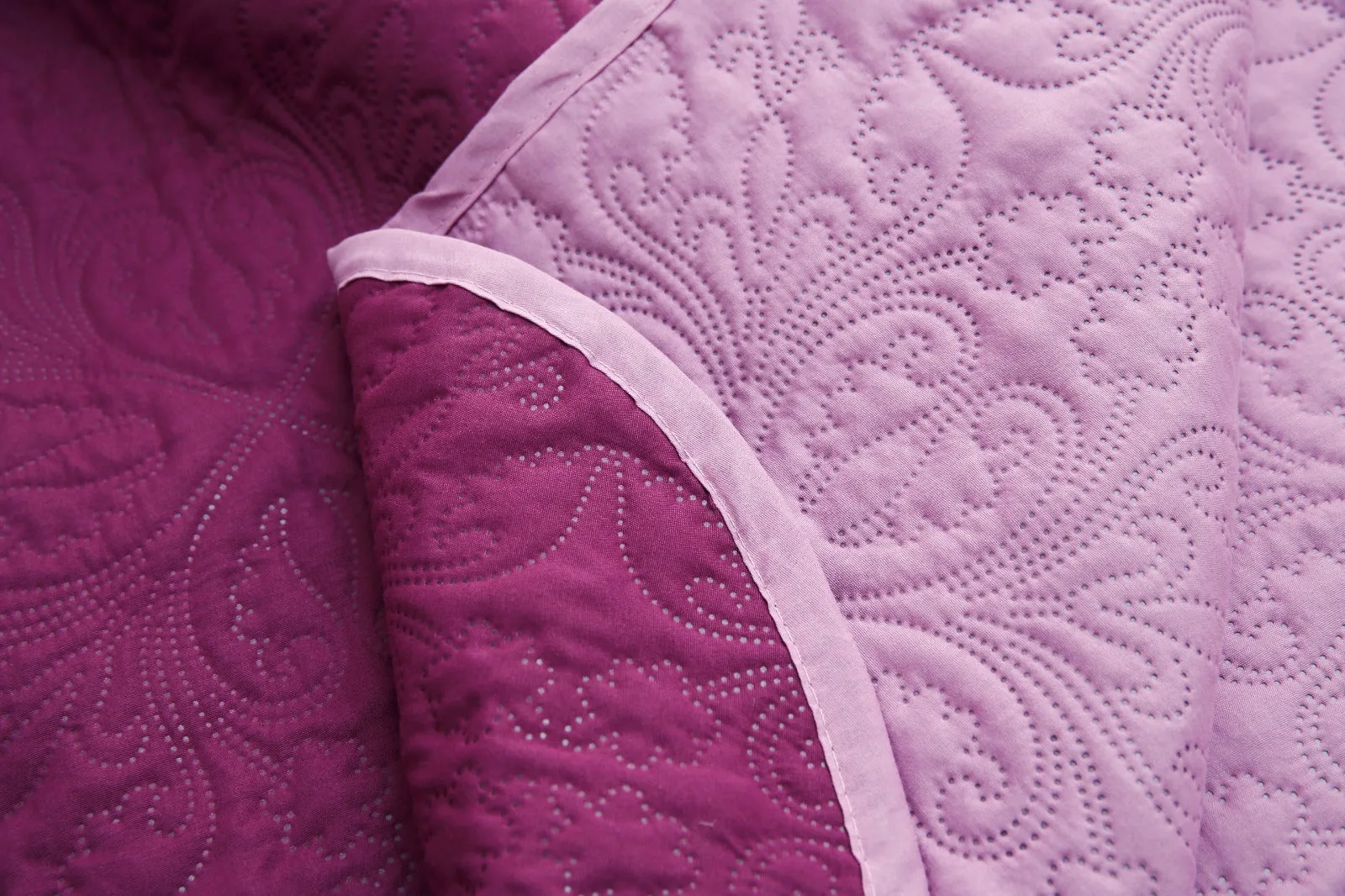 7 PCs Ultrasonic Bed Spread Set-Lilac over Plum