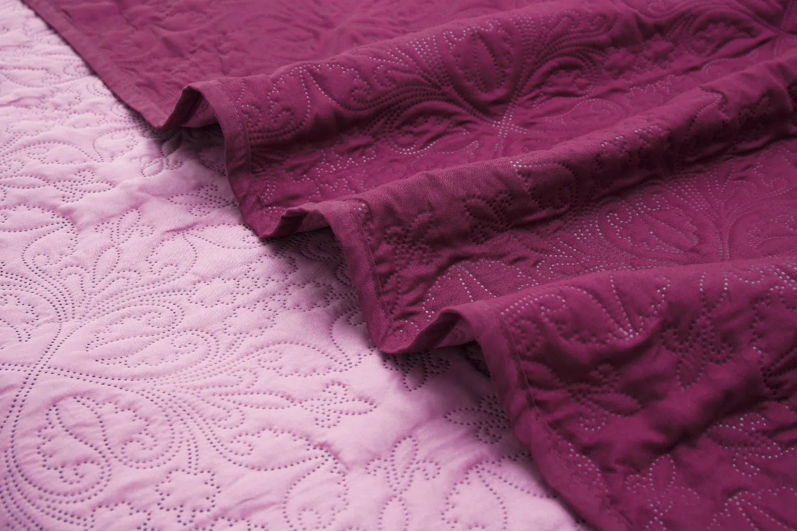 7 PCs Ultrasonic Bed Spread Set-Lilac over Plum