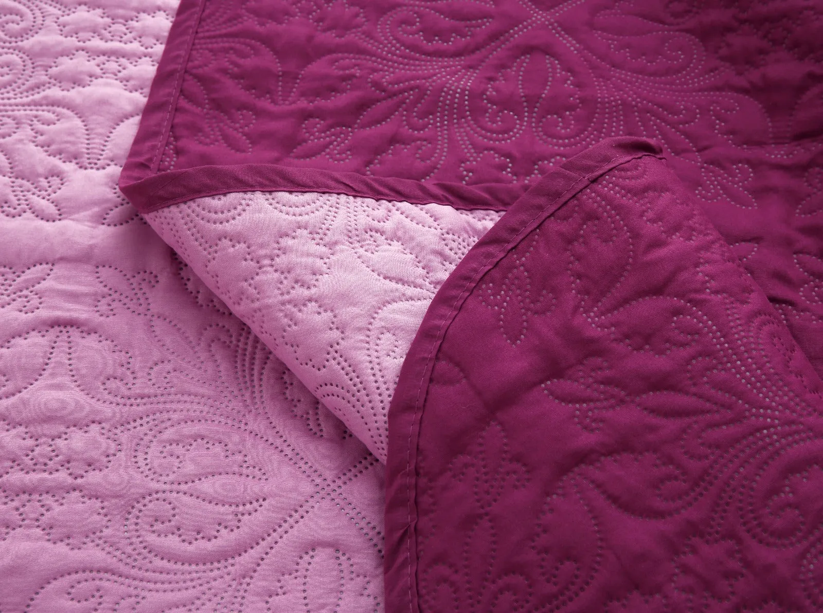 7 PCs Ultrasonic Bed Spread Set-Lilac over Plum