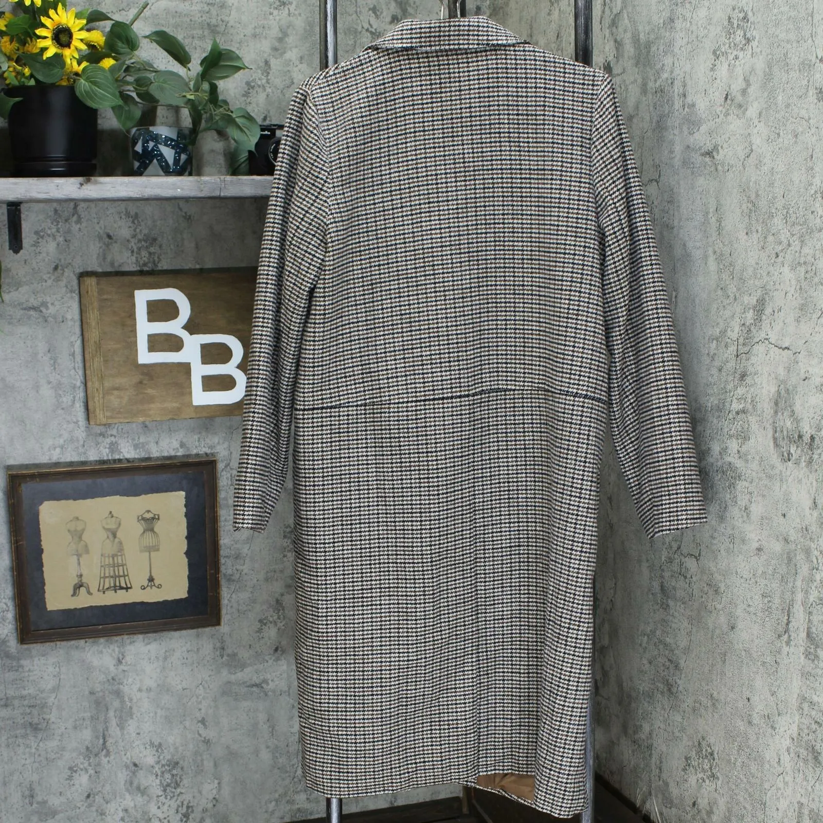 A New Day Women's Plaid Single Breasted Top Coat Brown Medium