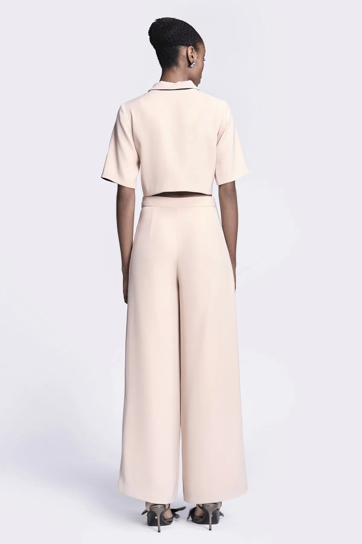 Abstract Roses Cropped Shirt With Flared Pants
