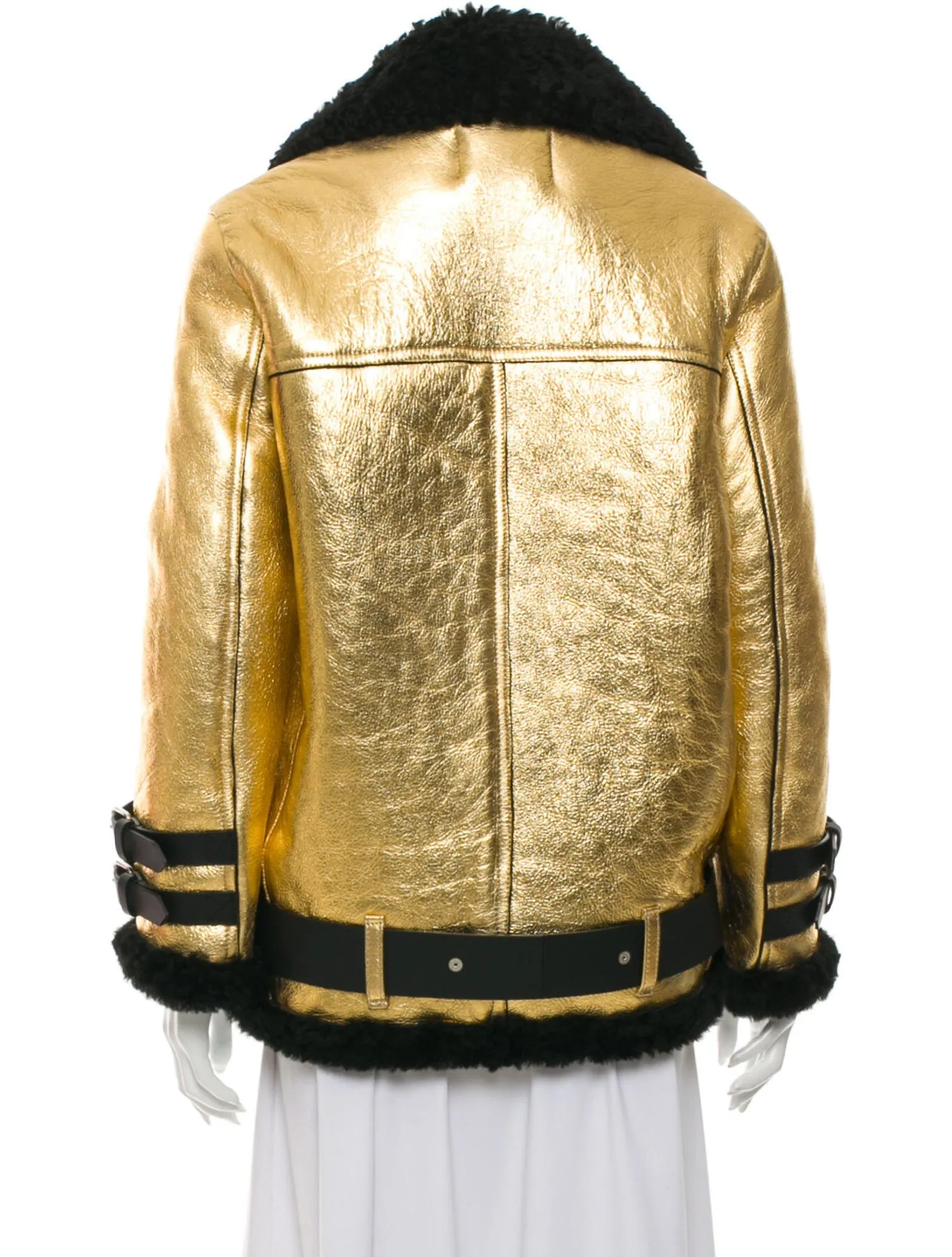 ACNE STUDIOS Velocite Metallic Jacket shearling fur coat 32 UK 4 US 0 ladies