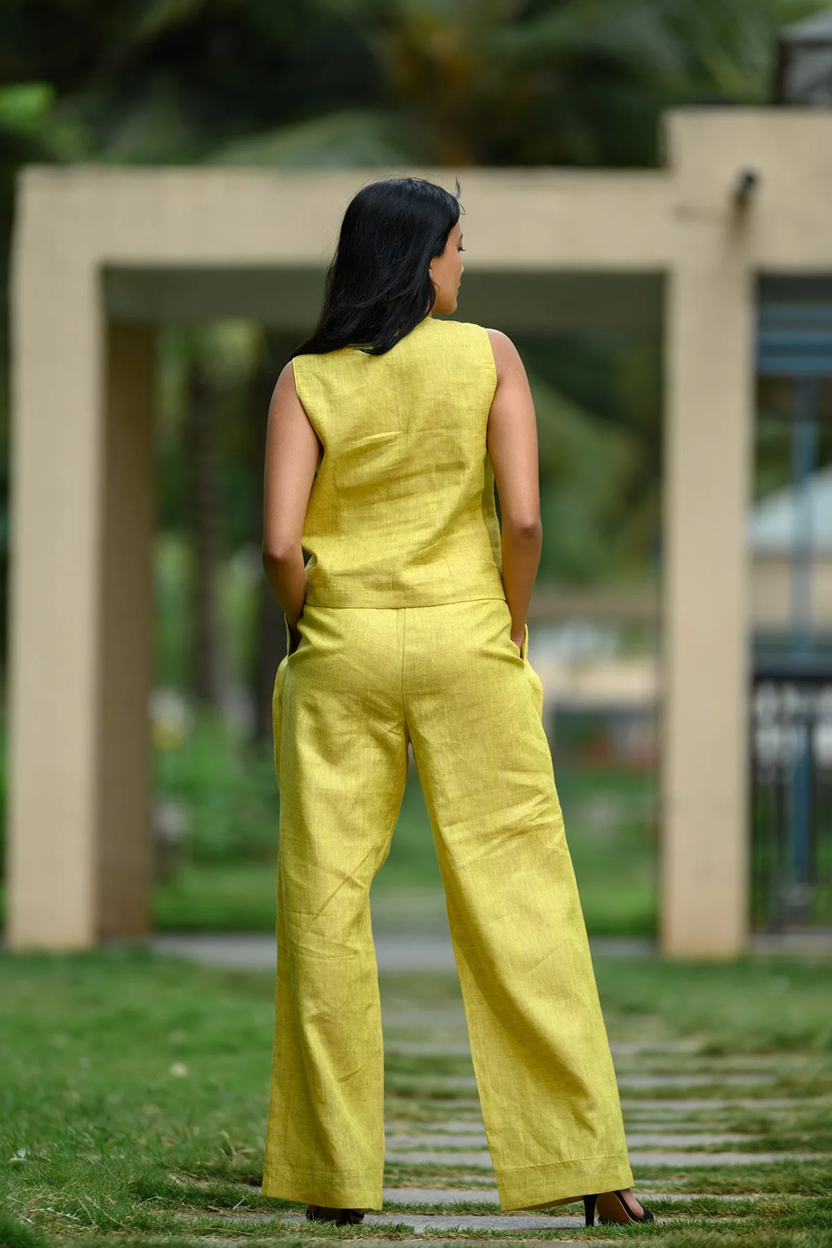 Amber Linen Co-ord Set - Lemon Yellow