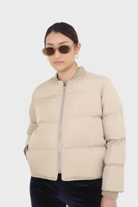 Beige round neck puffer jacket