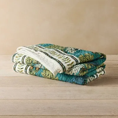 Birds & Acorns Quilted Throw Blanket - John Derian