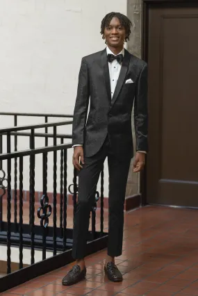 Black Paisley Slim Fit Tuxedo Coat