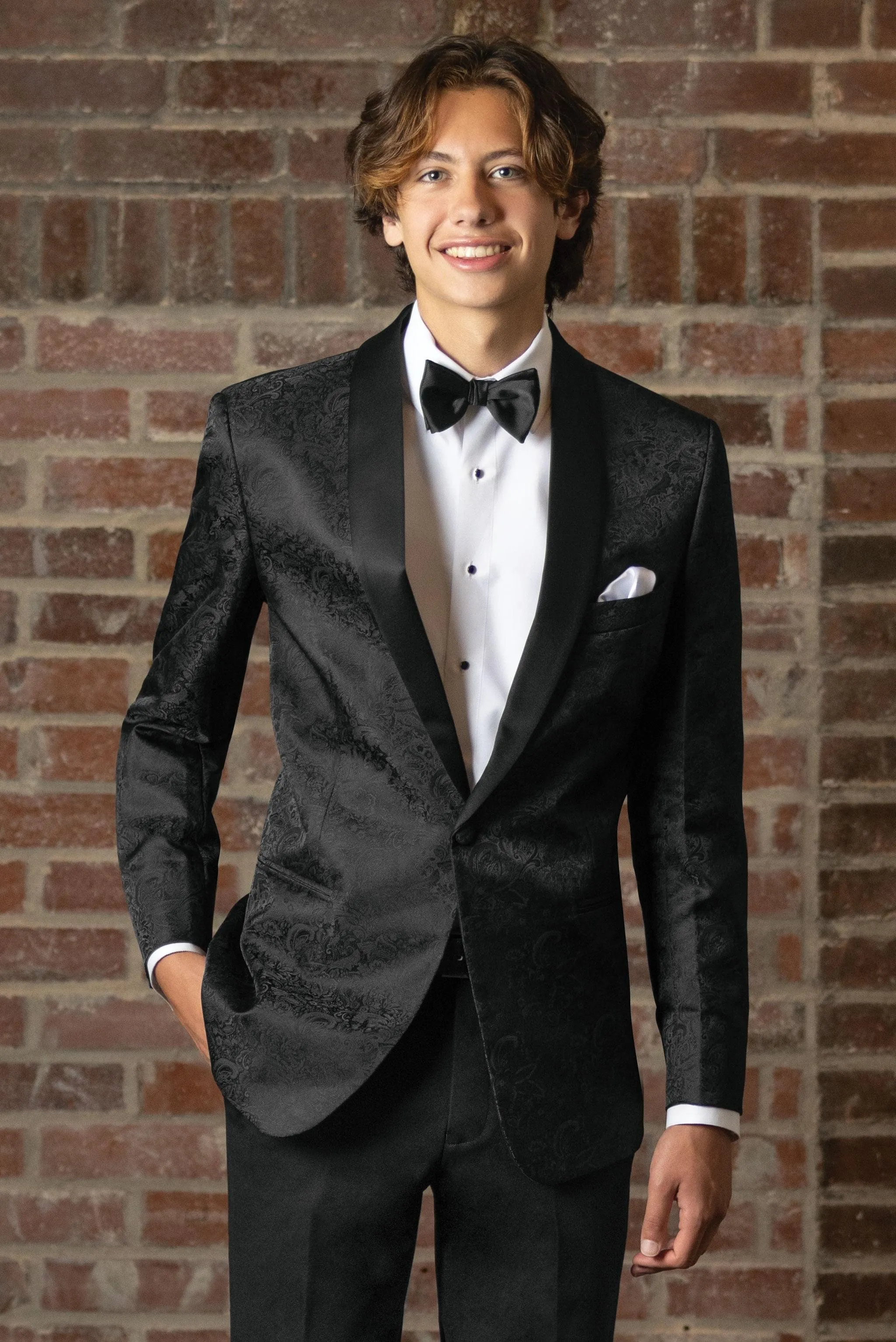 Black Paisley Slim Fit Tuxedo Coat
