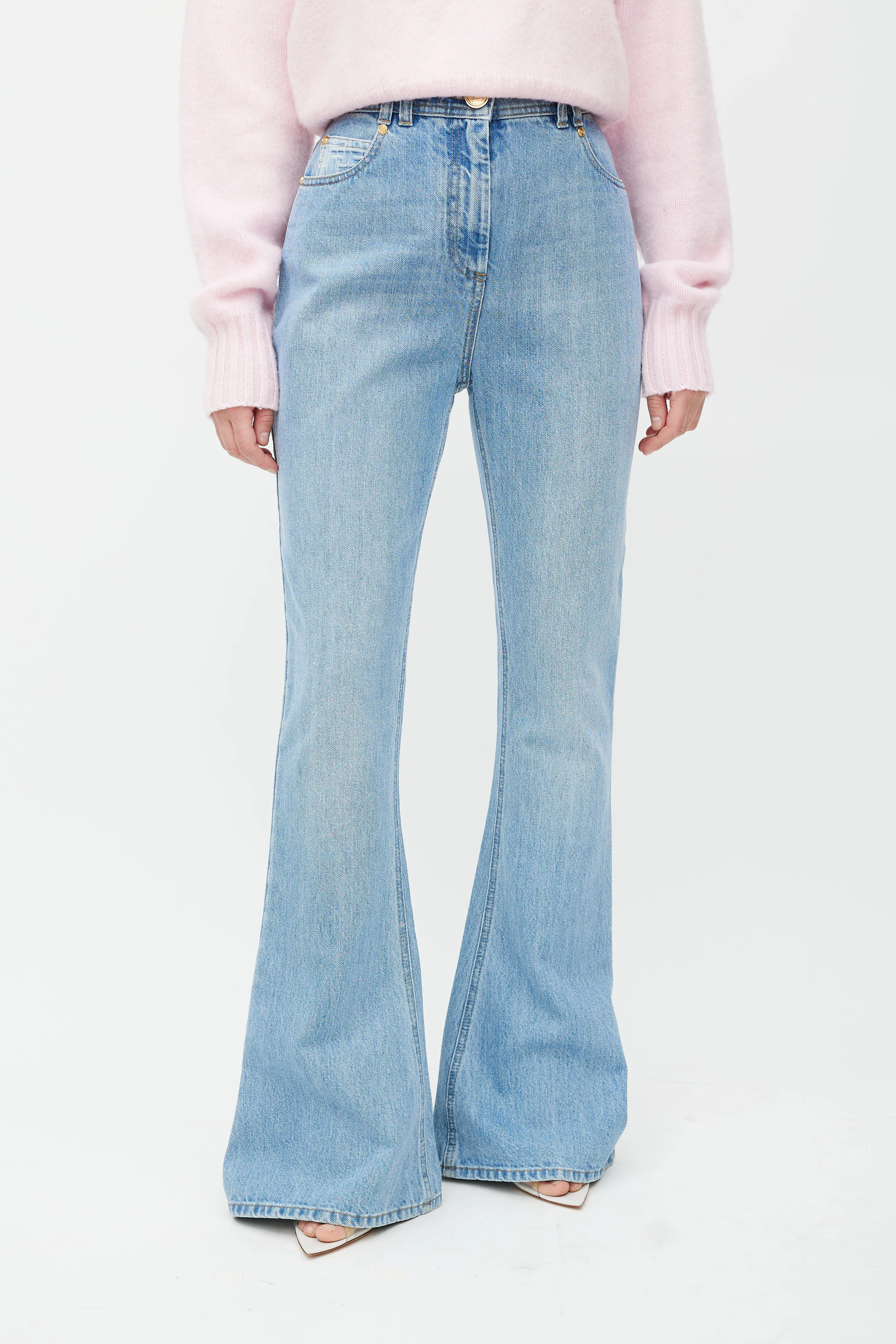 Blue Flared Logo Jeans