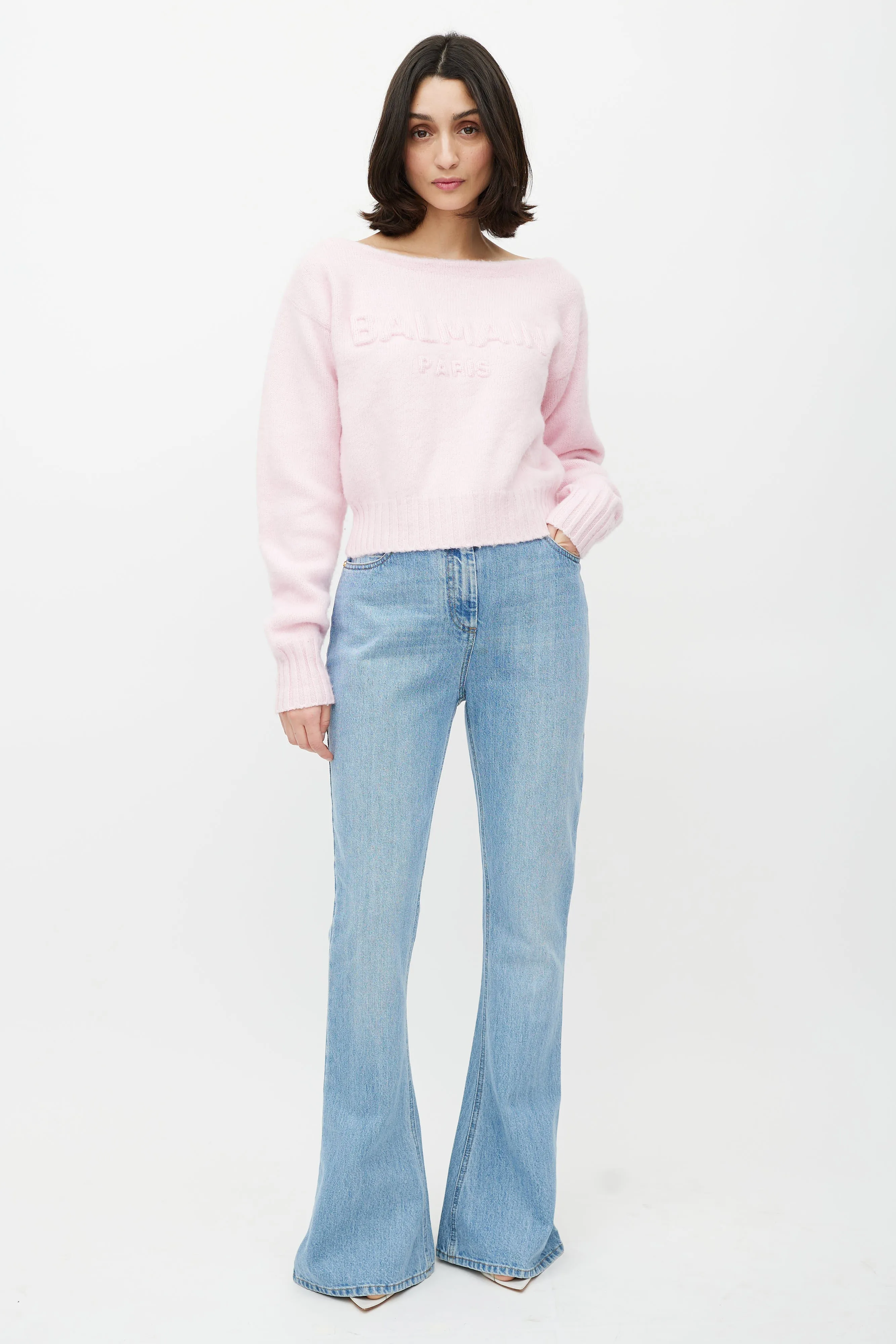 Blue Flared Logo Jeans