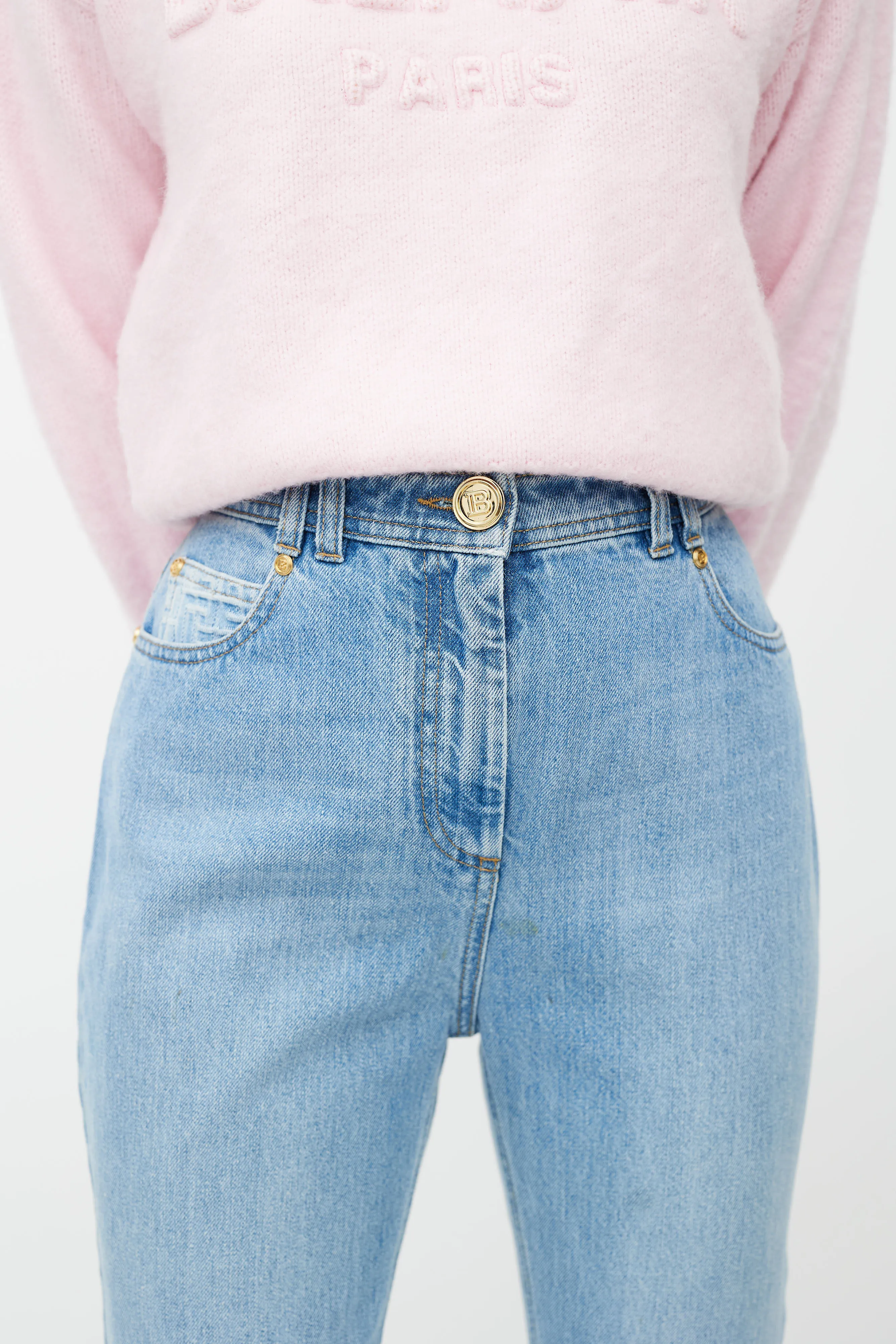 Blue Flared Logo Jeans