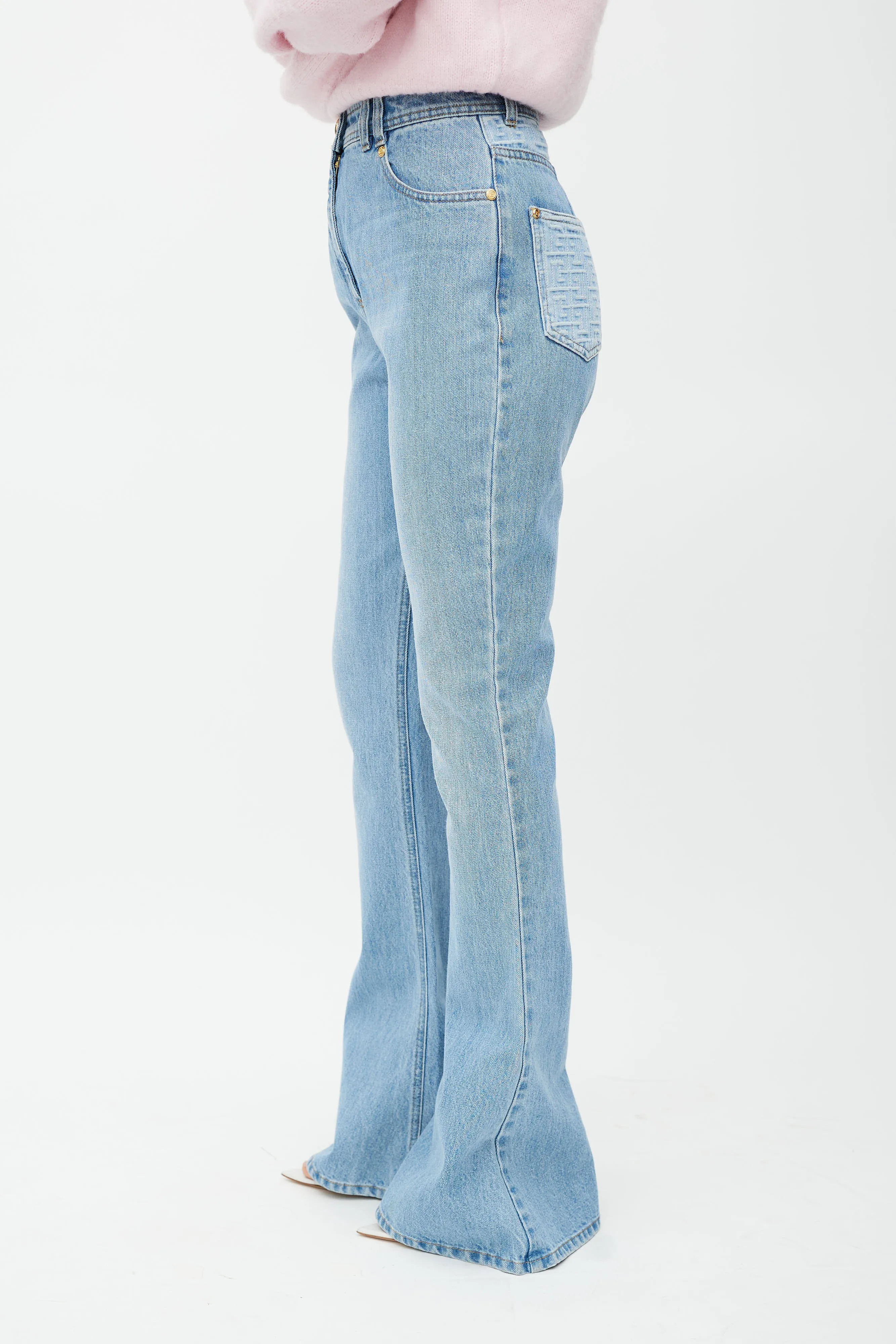 Blue Flared Logo Jeans