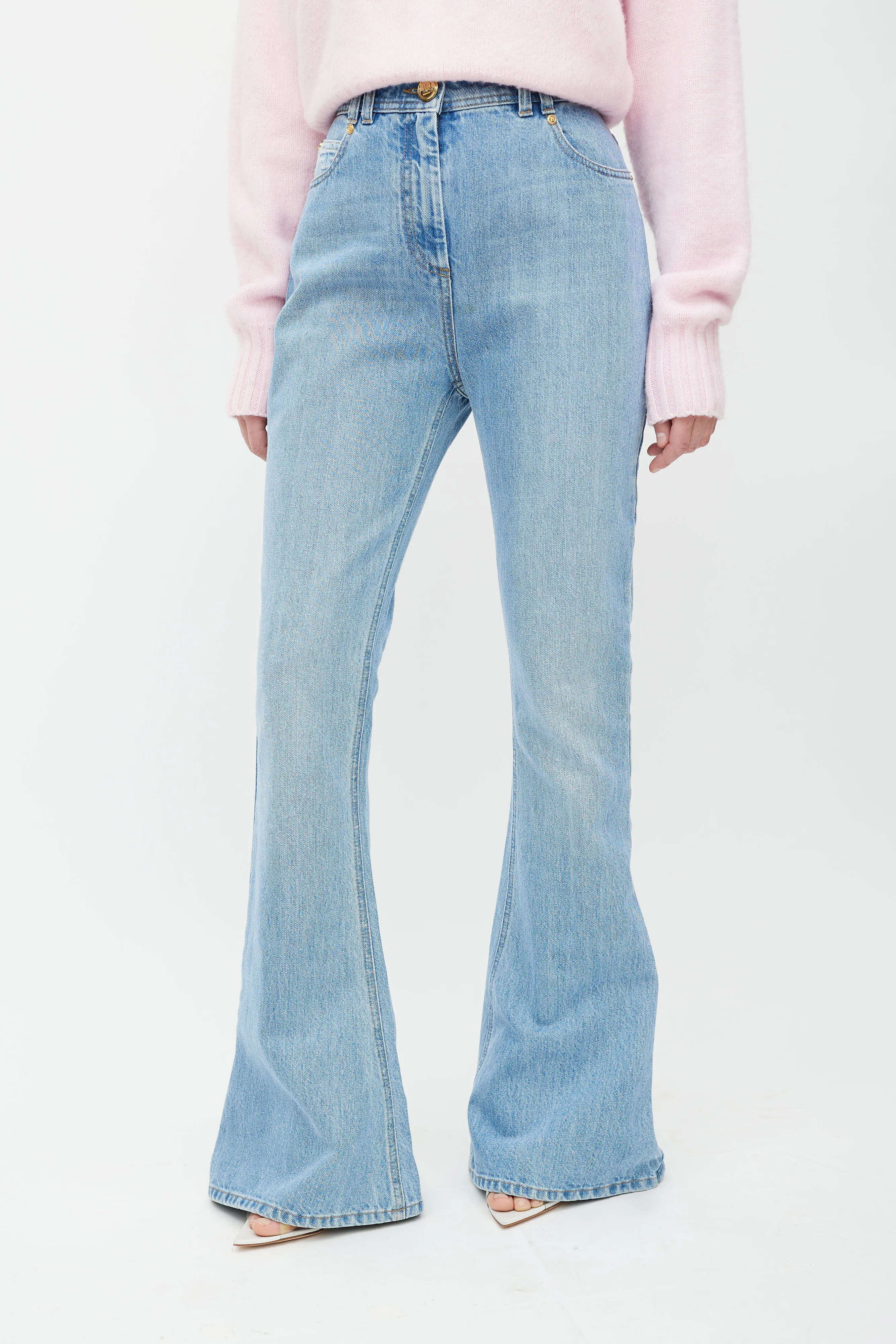 Blue Flared Logo Jeans