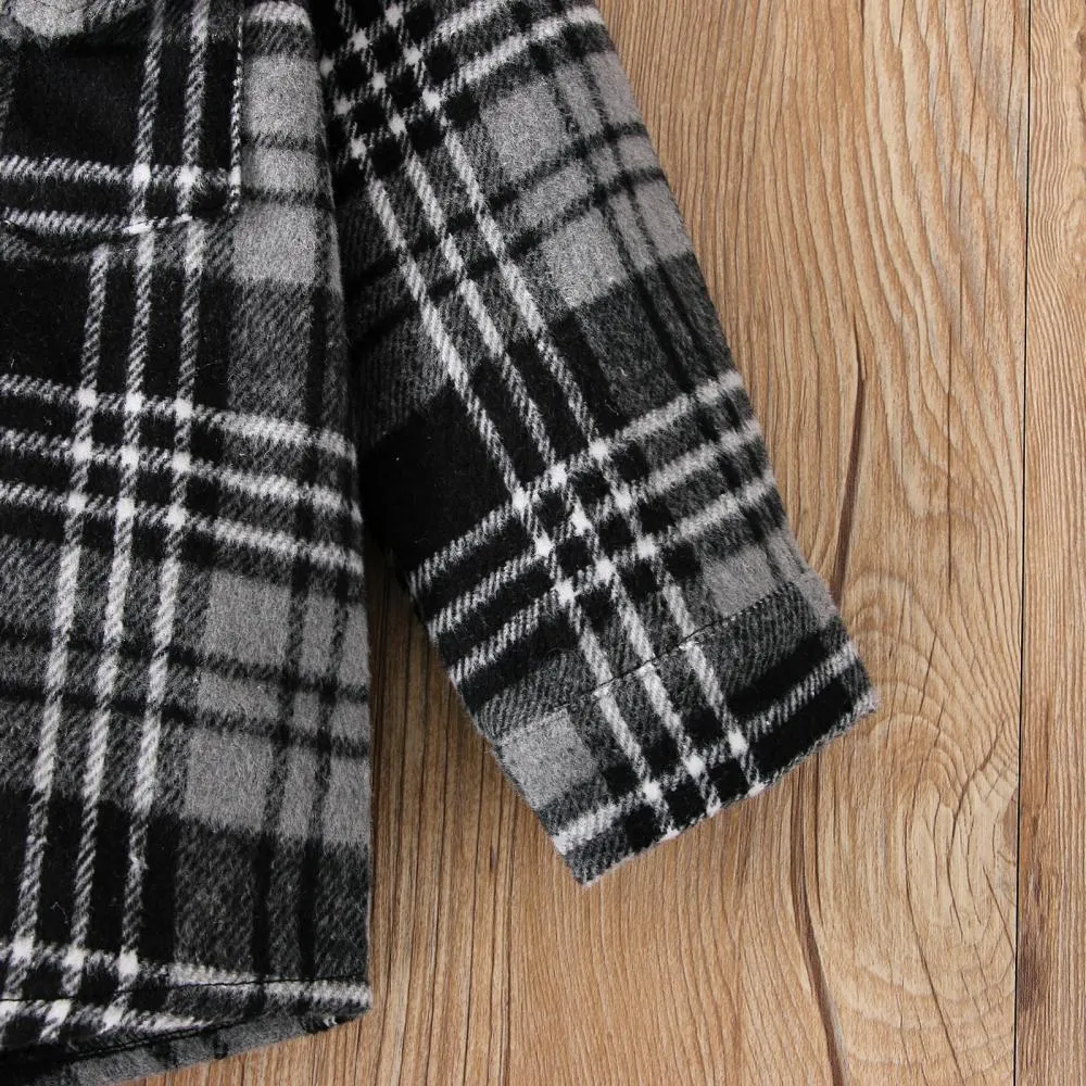 Children Autumn Plaid Hooded Jacket Wholesale Boys Clothes