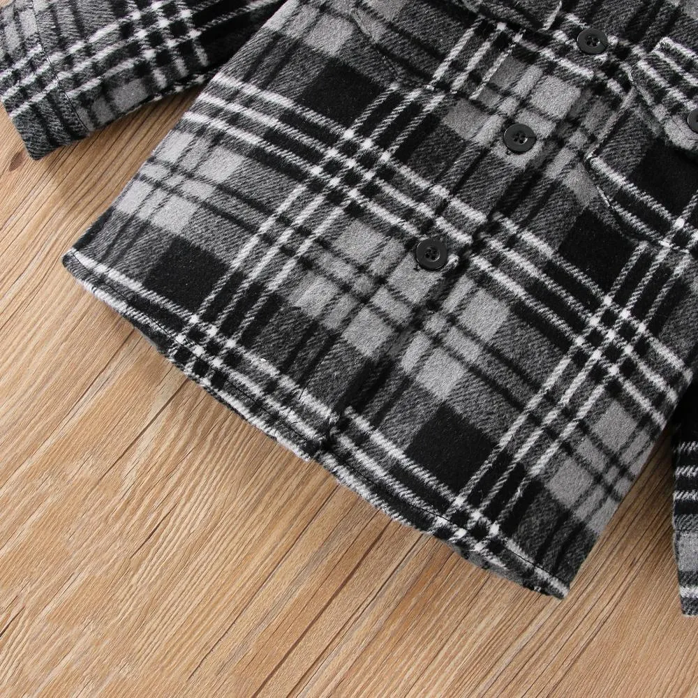 Children Autumn Plaid Hooded Jacket Wholesale Boys Clothes