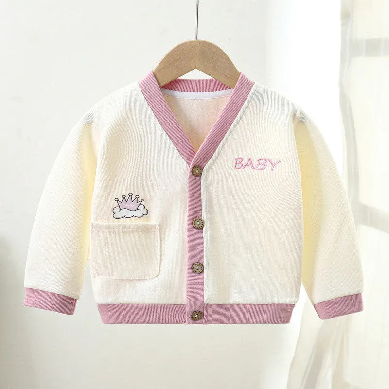 Children's knitted sweater spring and autumn coat boys' sweater baby clothes girls' knitted baby cardigan children's clothing wholesale
