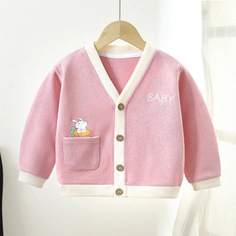 Children's knitted sweater spring and autumn coat boys' sweater baby clothes girls' knitted baby cardigan children's clothing wholesale