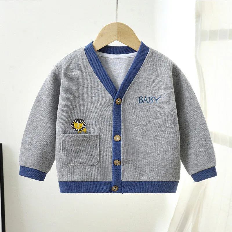 Children's knitted sweater spring and autumn coat boys' sweater baby clothes girls' knitted baby cardigan children's clothing wholesale