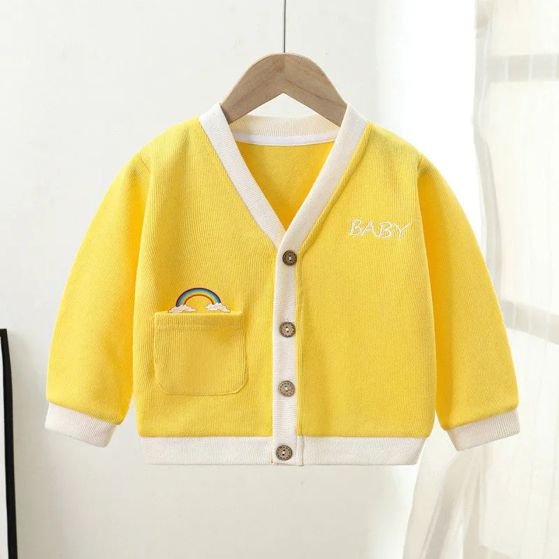 Children's knitted sweater spring and autumn coat boys' sweater baby clothes girls' knitted baby cardigan children's clothing wholesale