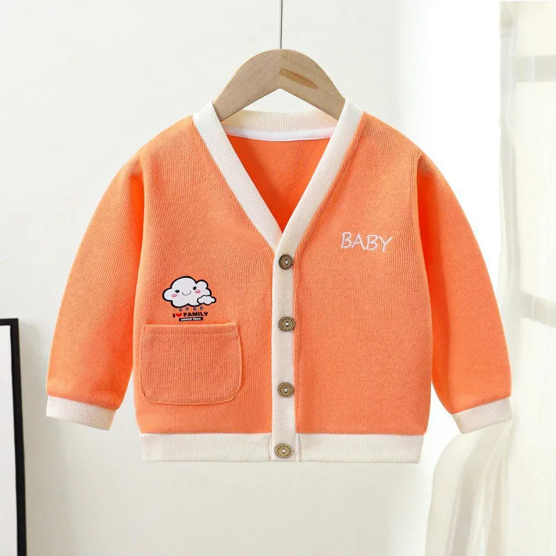 Children's knitted sweater spring and autumn coat boys' sweater baby clothes girls' knitted baby cardigan children's clothing wholesale