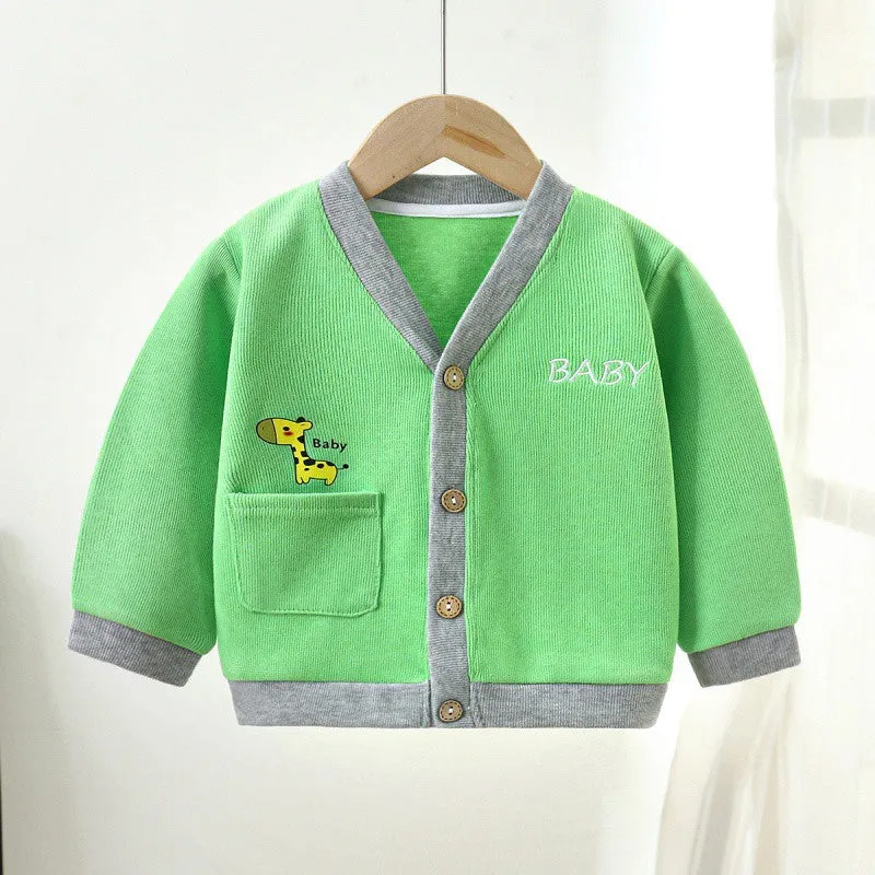 Children's knitted sweater spring and autumn coat boys' sweater baby clothes girls' knitted baby cardigan children's clothing wholesale