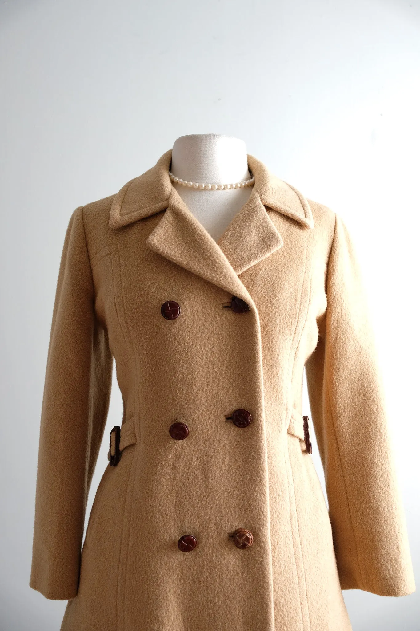 Classic 1960's Double-breasted Camel Hair Peacoat / Medium