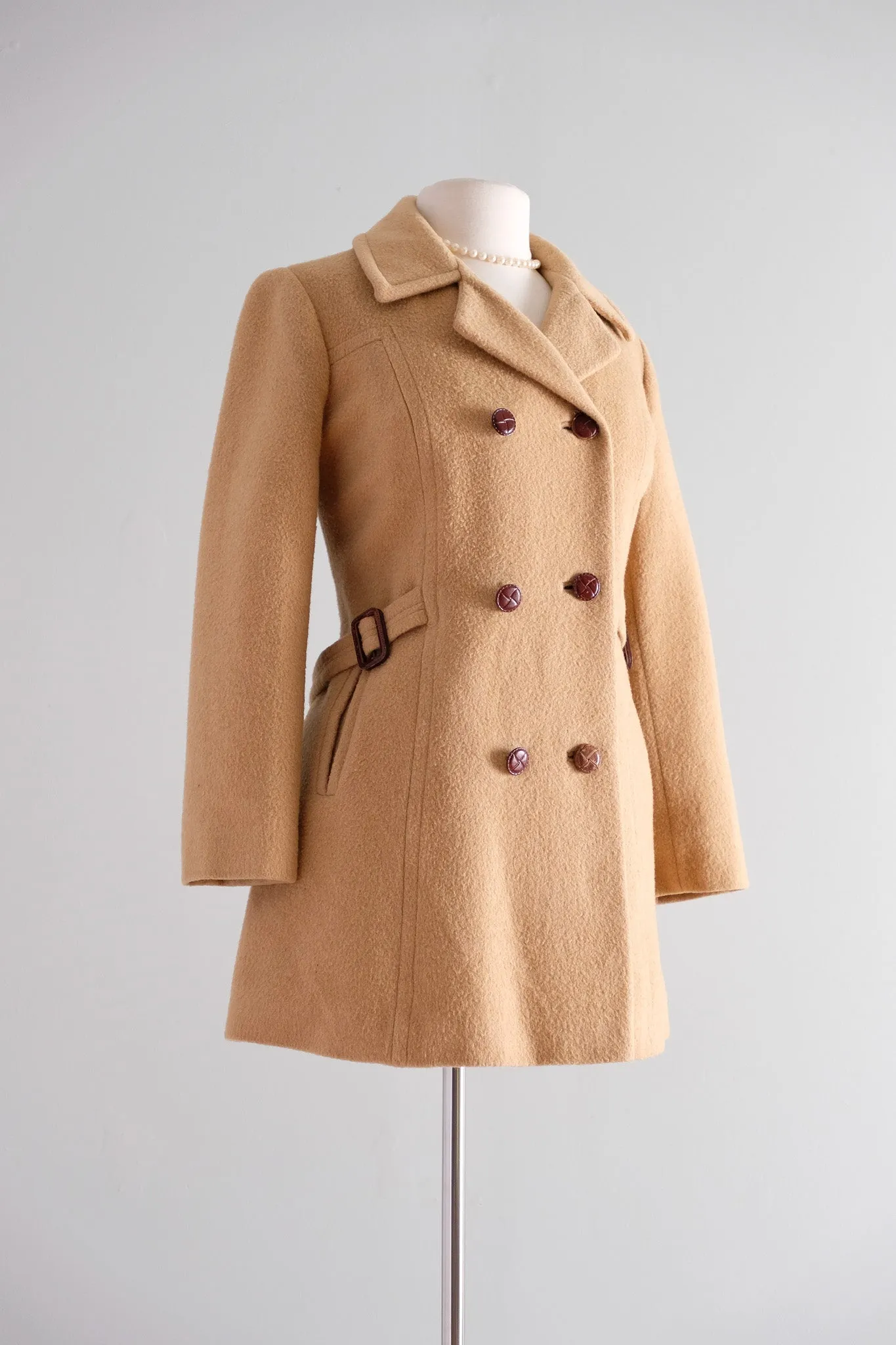 Classic 1960's Double-breasted Camel Hair Peacoat / Medium
