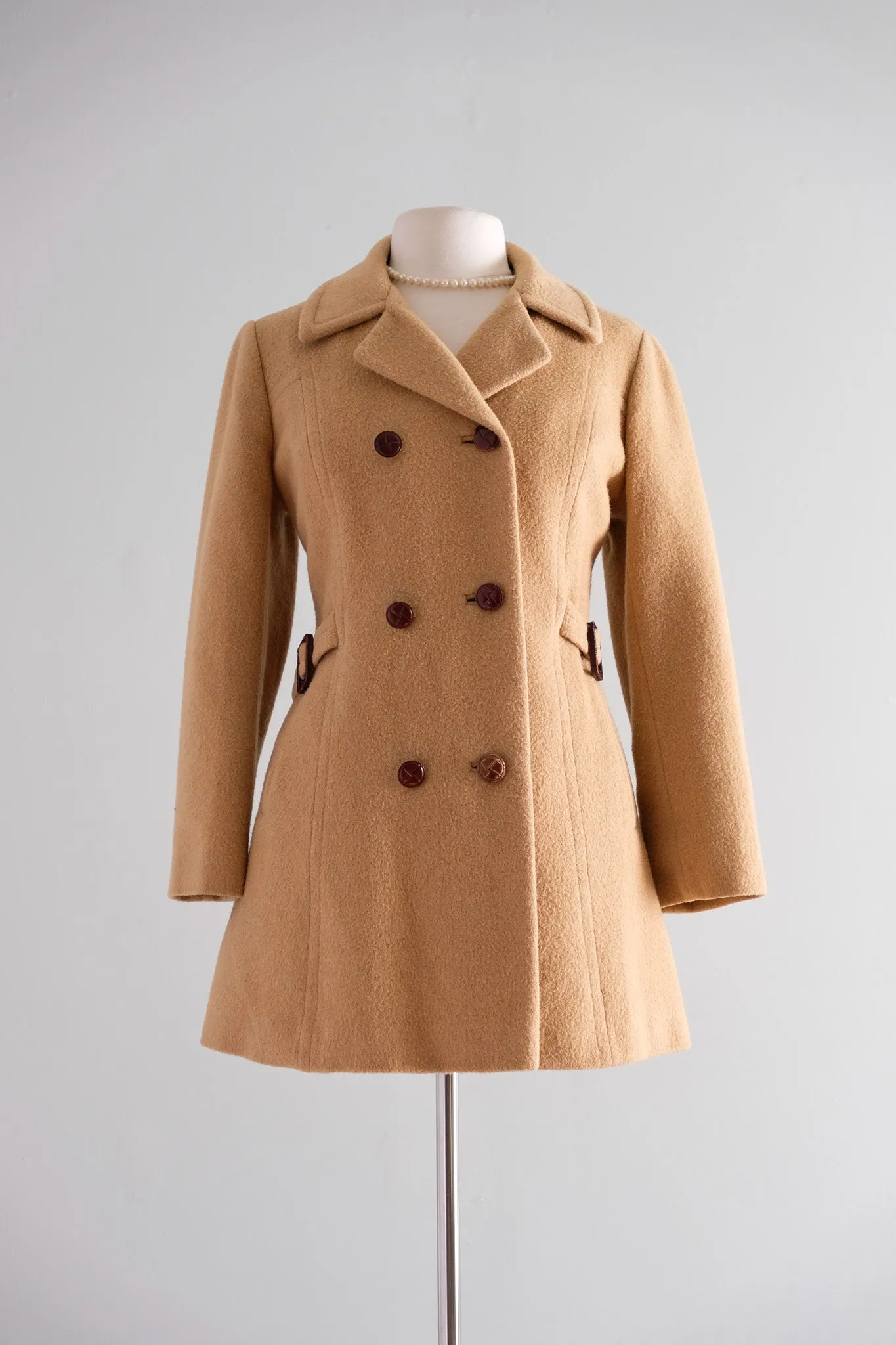 Classic 1960's Double-breasted Camel Hair Peacoat / Medium