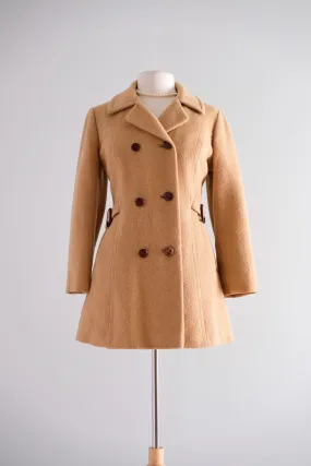 Classic 1960's Double-breasted Camel Hair Peacoat / Medium