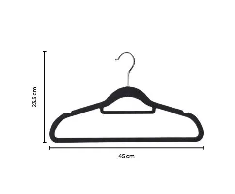 Coat Hangers Black Velvet 30 Pack with Tie Organiser