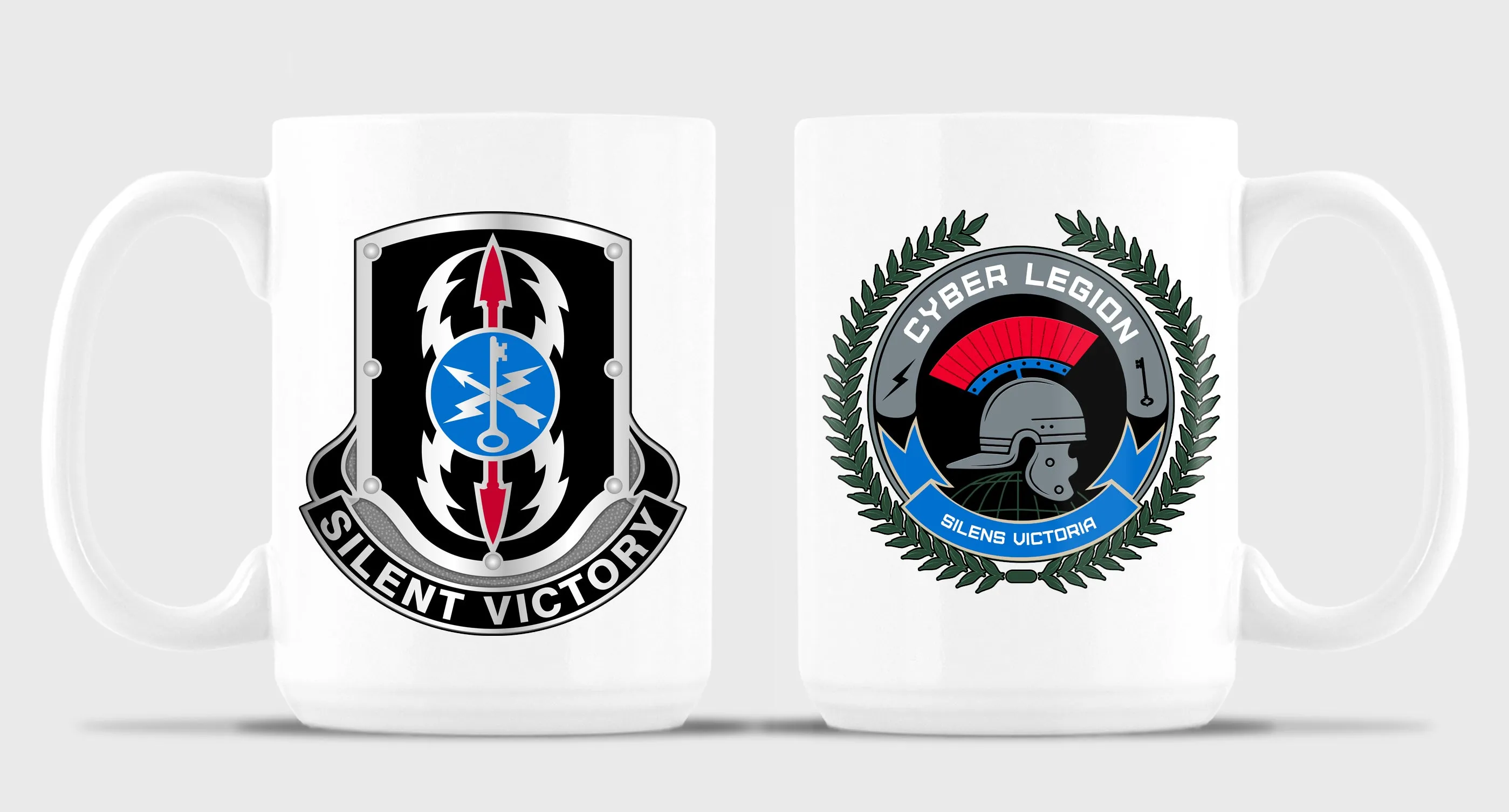Cyber and Silent 15 oz Coffee Mug- All White or White with Black Trim.