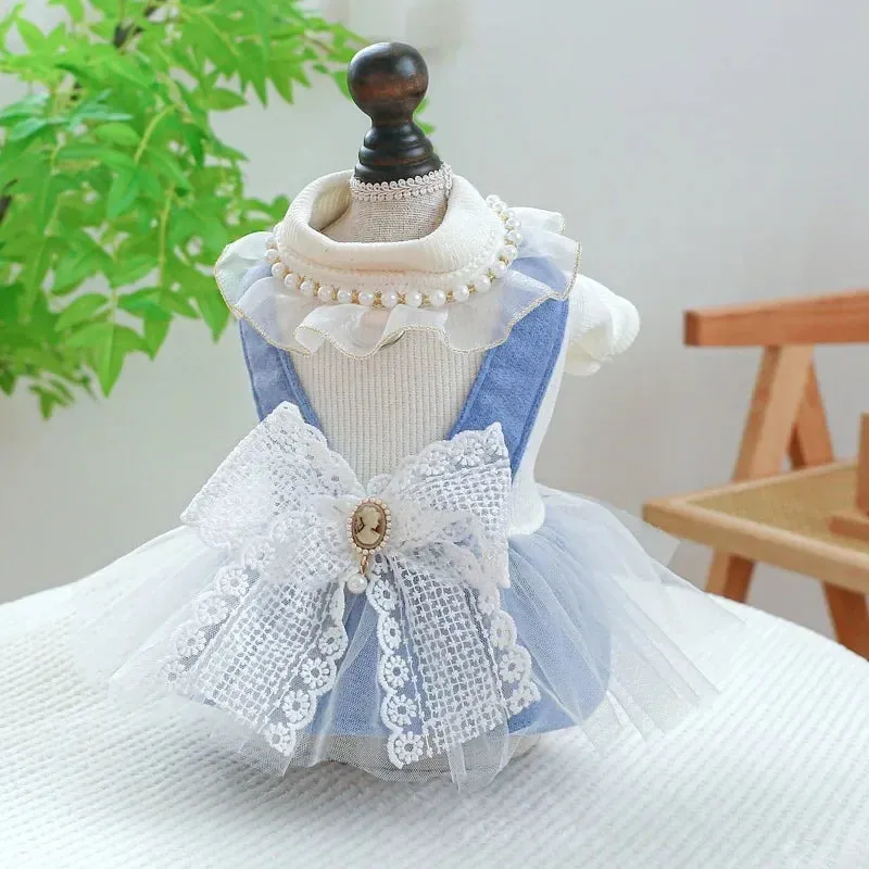 Dog Winter Dog Princess Dress Traction Buckle Pet Dog Clothes For Small Dog Teddy Suspender Dress Skirt Dog Coat Dog Clothing