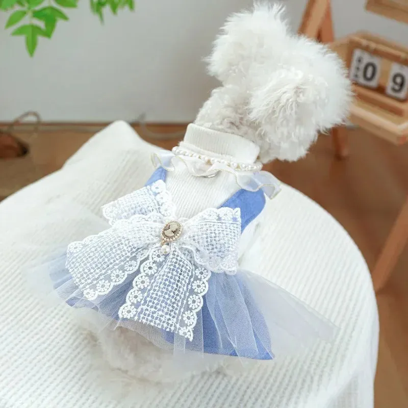Dog Winter Dog Princess Dress Traction Buckle Pet Dog Clothes For Small Dog Teddy Suspender Dress Skirt Dog Coat Dog Clothing