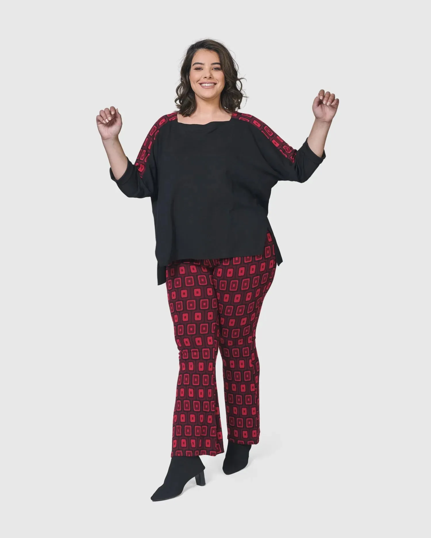 Dynamite Days Bell Bottom Pants, Red