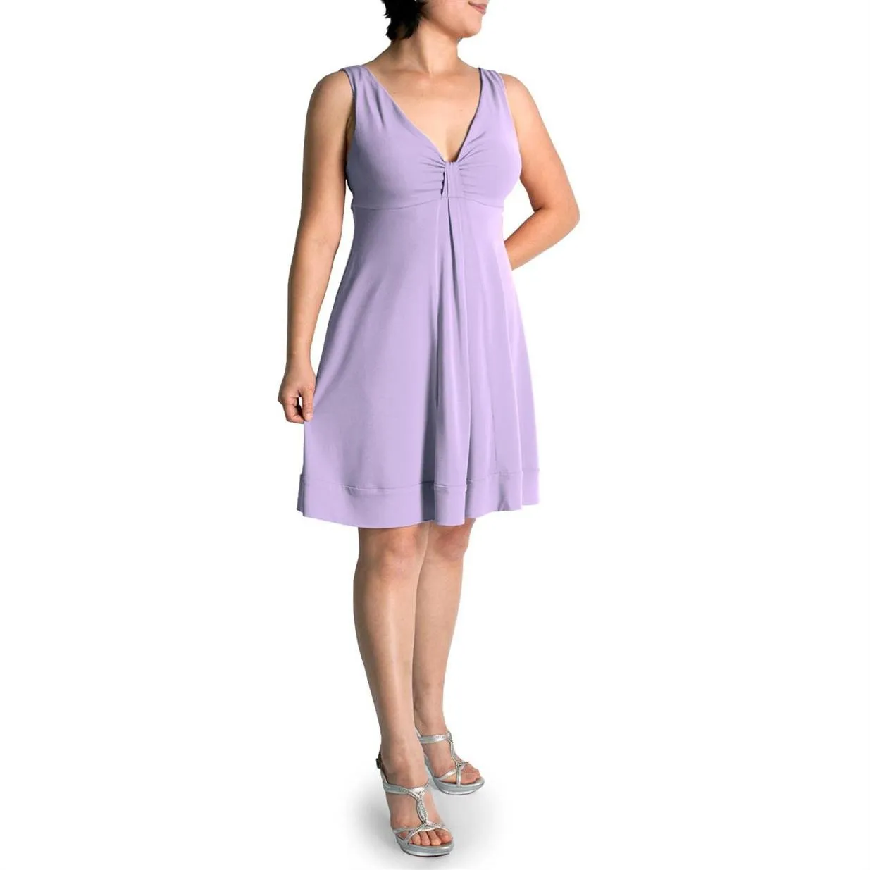 Evanese Women's Plus Size Short Deep v Neck Casual Day Cocktail Mini Dress