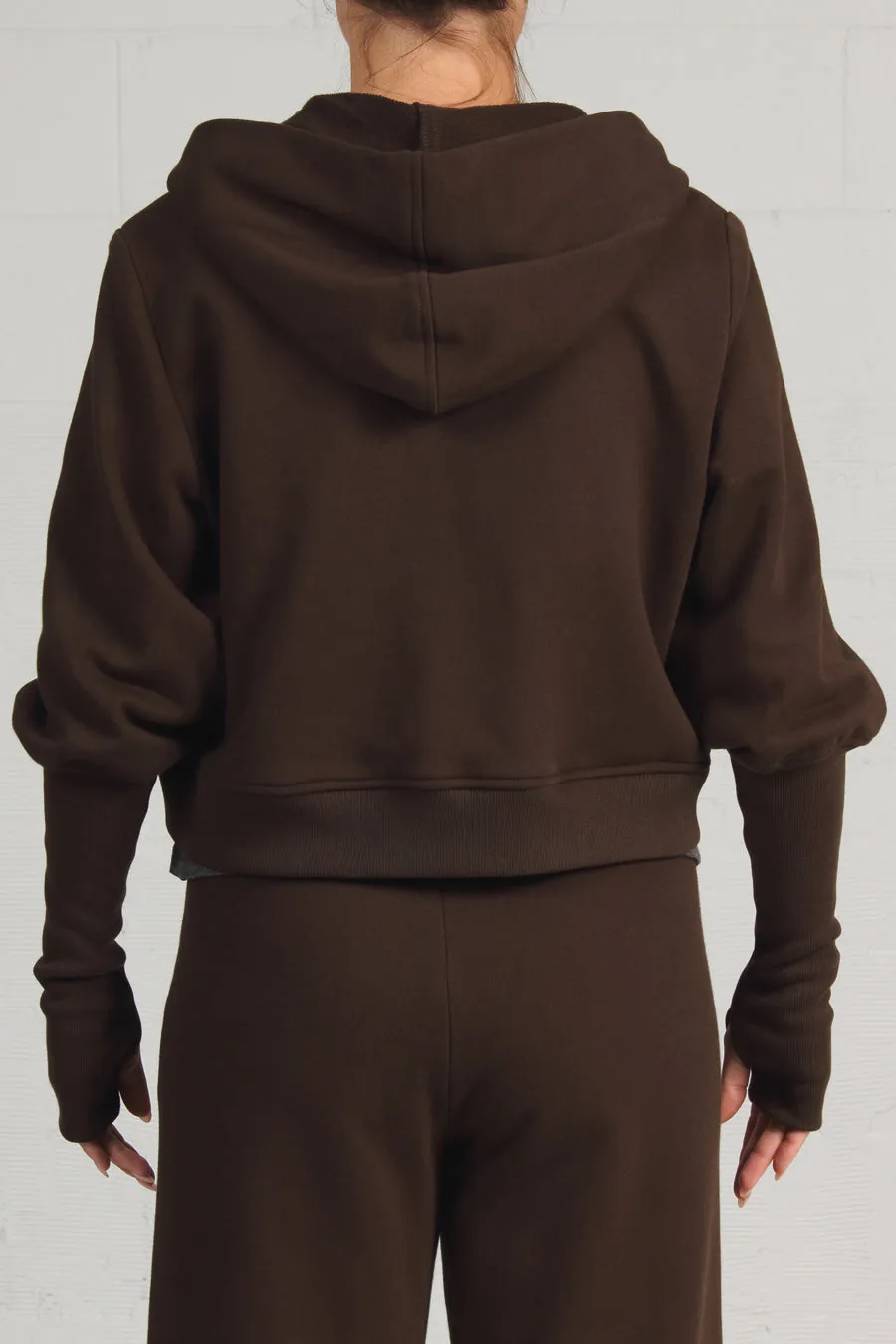 French Terry Cropped Hoody - olive