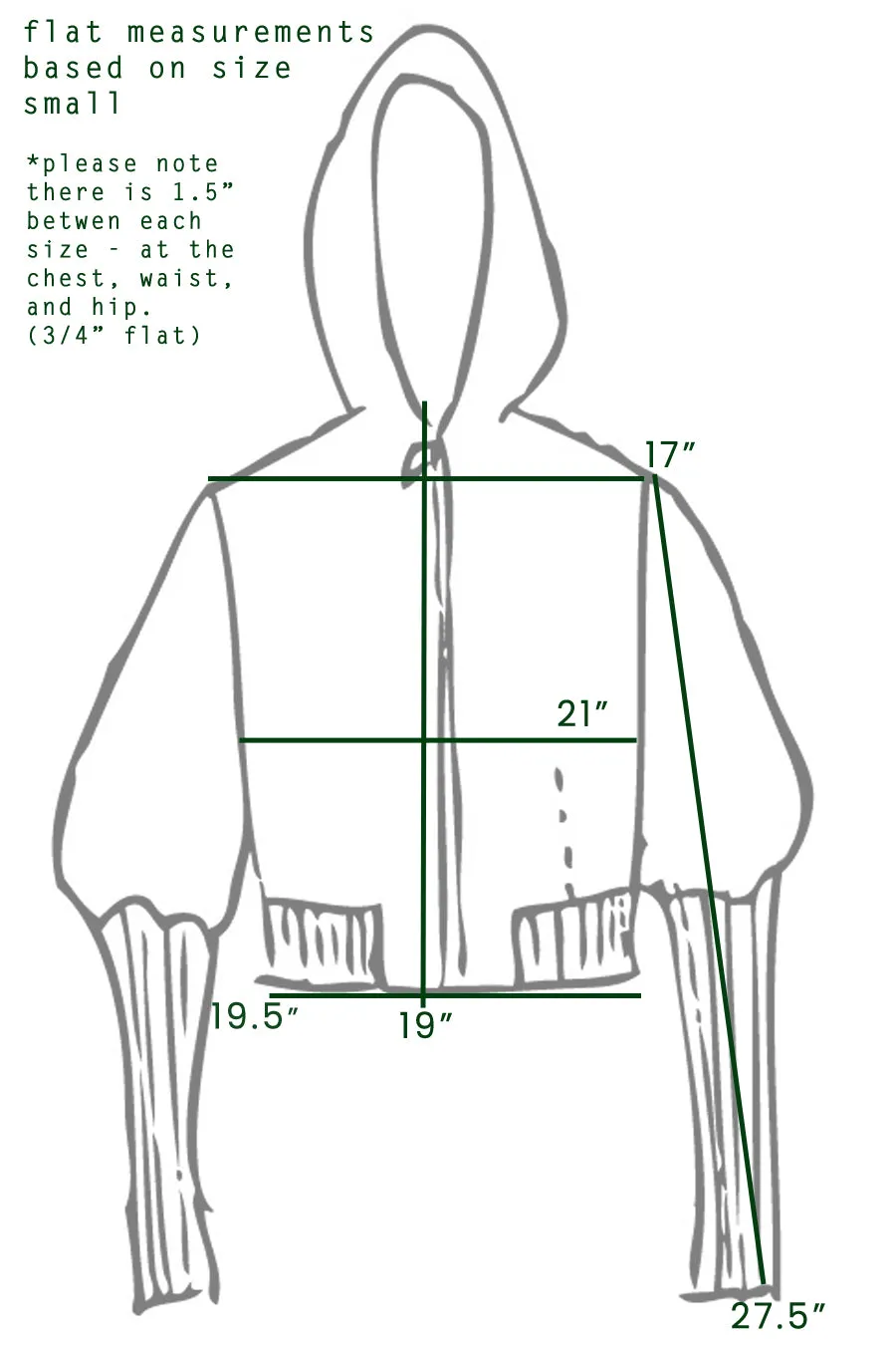 French Terry Cropped Hoody - olive