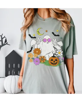 Halloween Comfort Colors® T-Shirt, Funny Retro Ghost Women's Vintage Design Tee, Retro Inspired T-Shirt