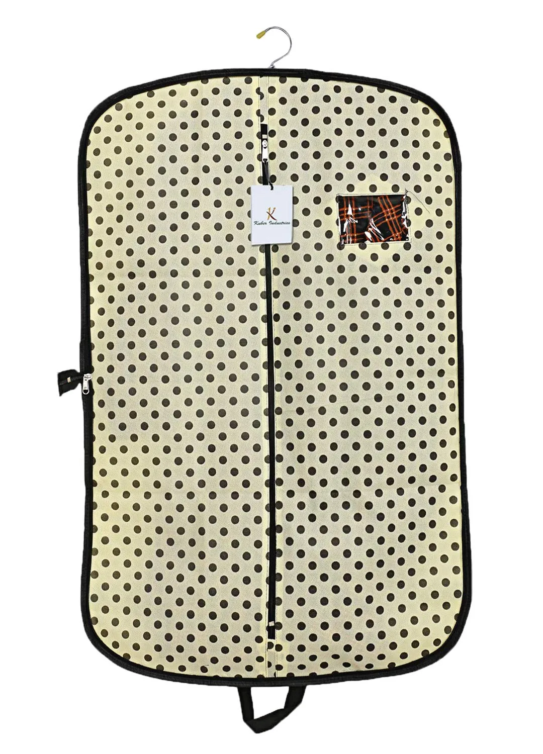 Kuber Industries Polka Dots Printed 4 Pieces Foldable Non Woven Men's Coat Blazer Cover (Cream) -CTKTC43374