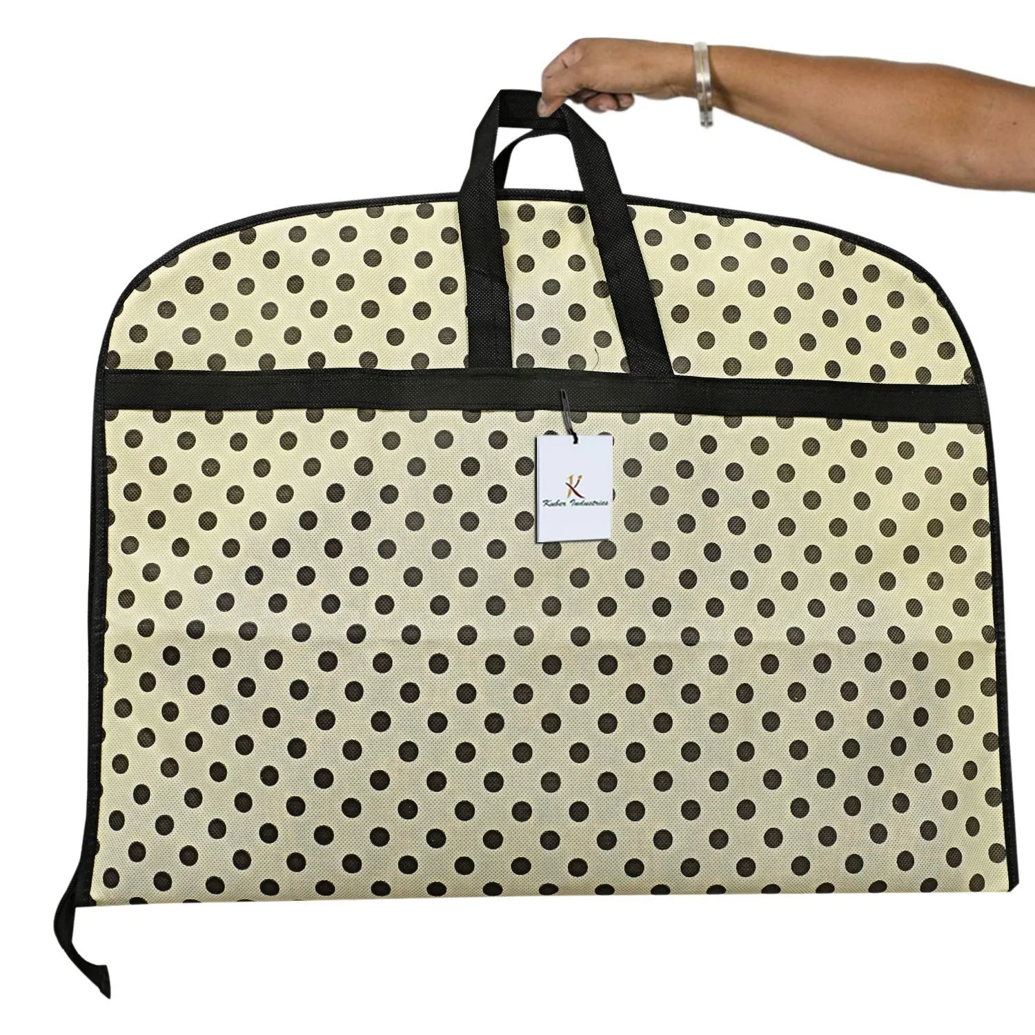 Kuber Industries Polka Dots Printed 4 Pieces Foldable Non Woven Men's Coat Blazer Cover (Cream) -CTKTC43374