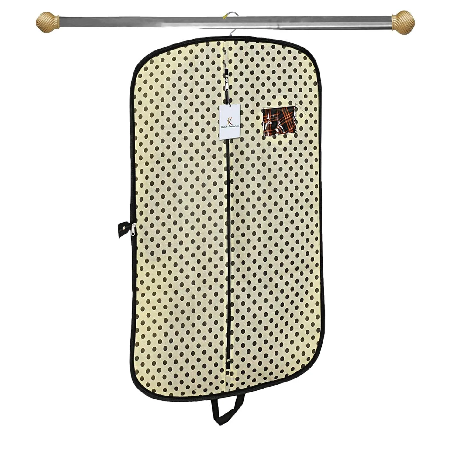 Kuber Industries Polka Dots Printed 4 Pieces Foldable Non Woven Men's Coat Blazer Cover (Cream) -CTKTC43374