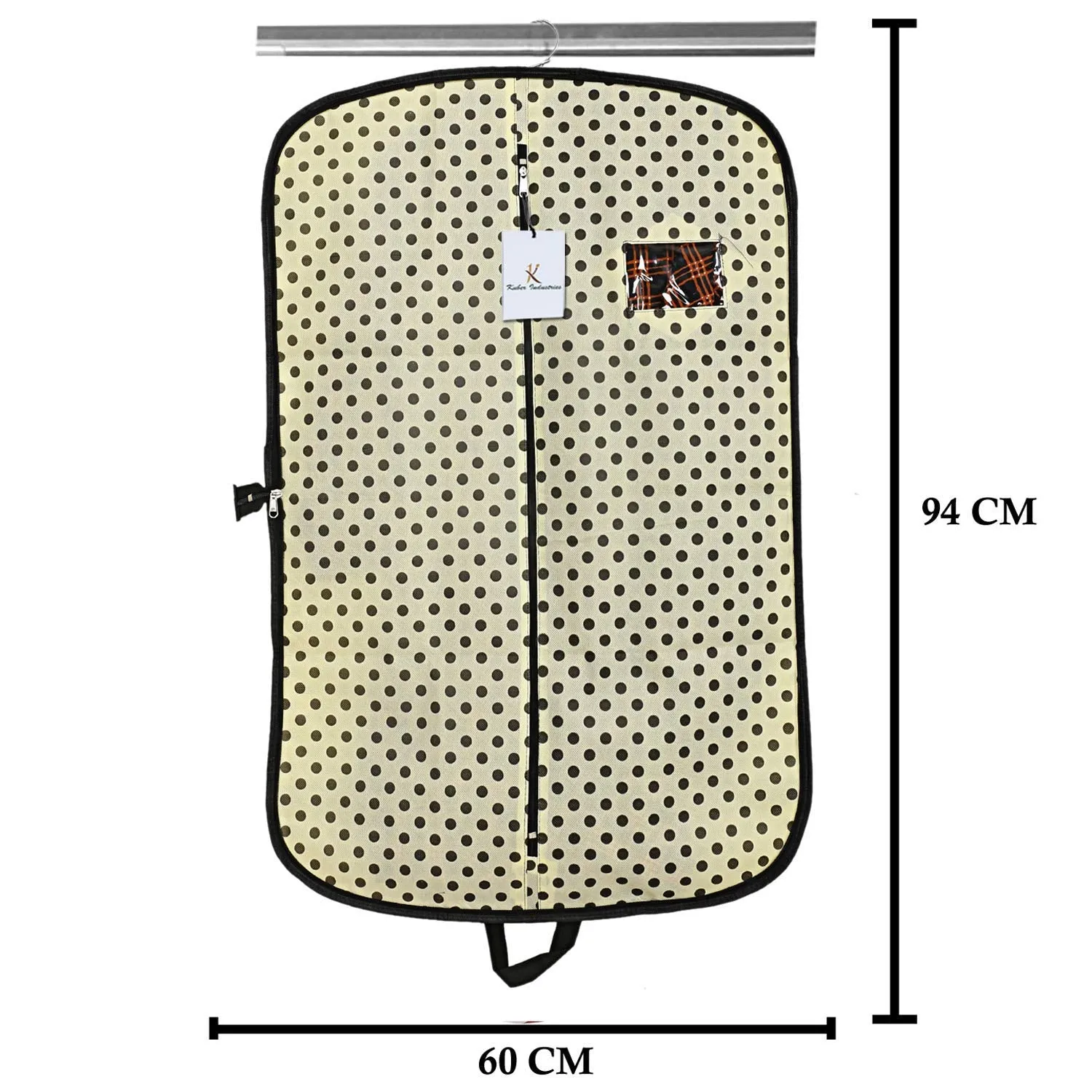 Kuber Industries Polka Dots Printed 4 Pieces Foldable Non Woven Men's Coat Blazer Cover (Cream) -CTKTC43374
