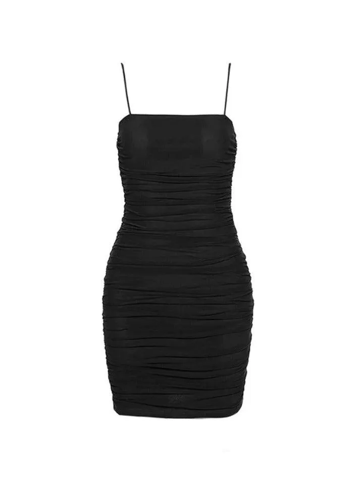 LANFUBEISI - Ruched Slip Bodycon Mini Dress