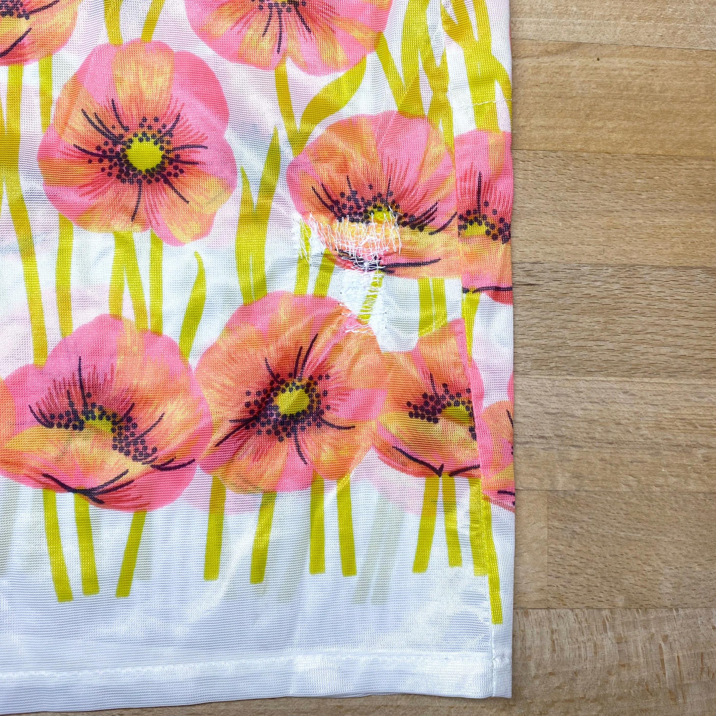 Large 60s Sheer Poppy Floral Print House Dress