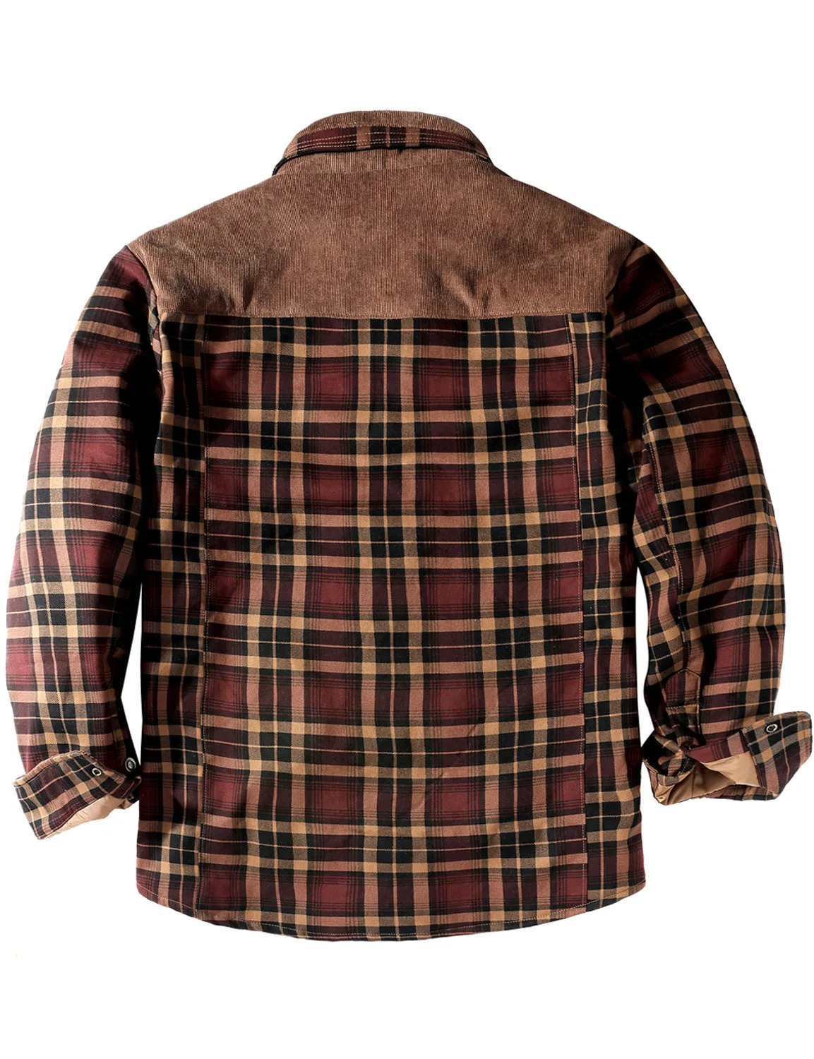 Men's Casual Plaid Flannel Fur Lined Button Up Long Sleeve Warm Shirt Jacket