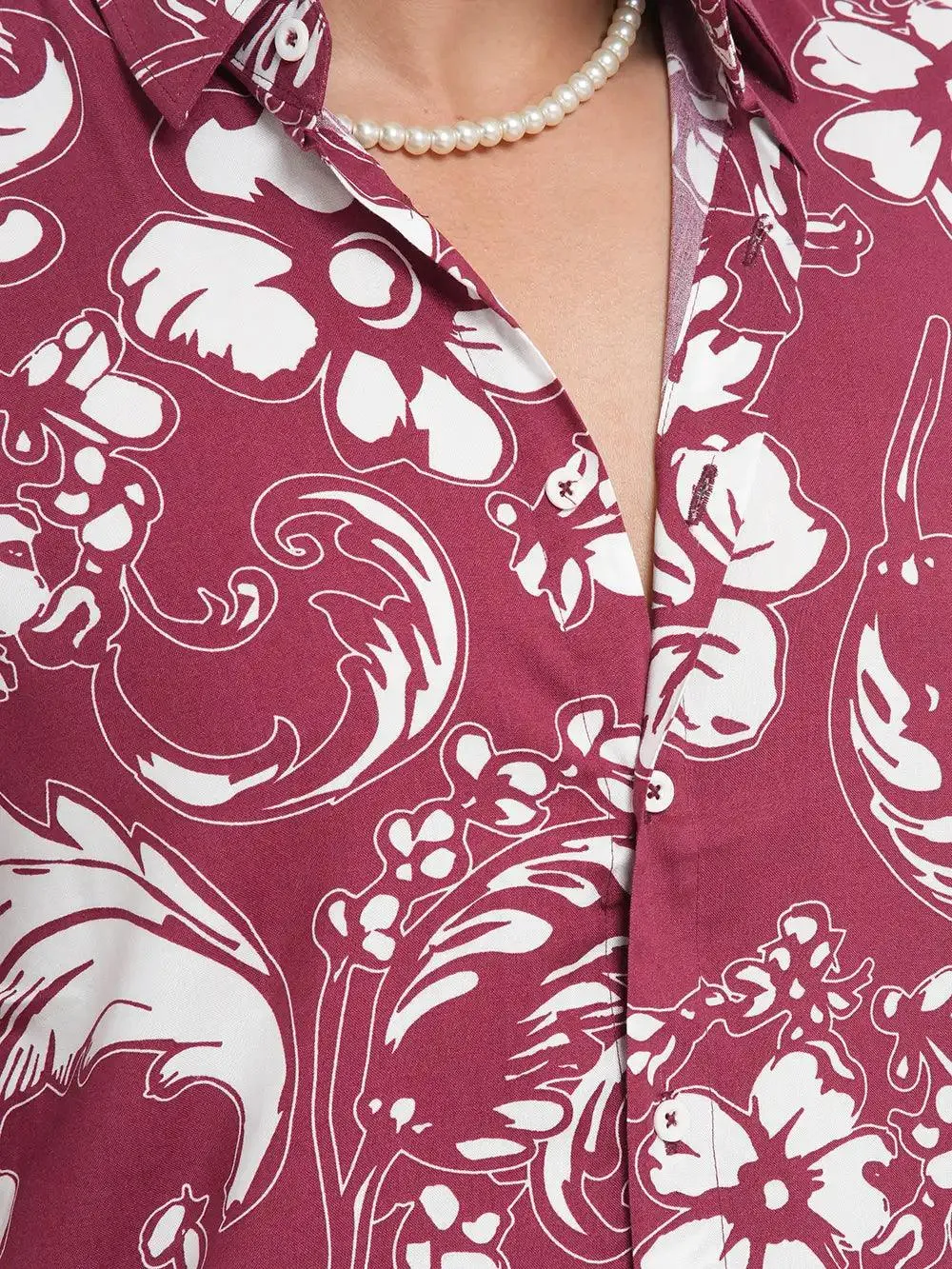 Men's Malbec Maroon Print Short Sleeve Shirt