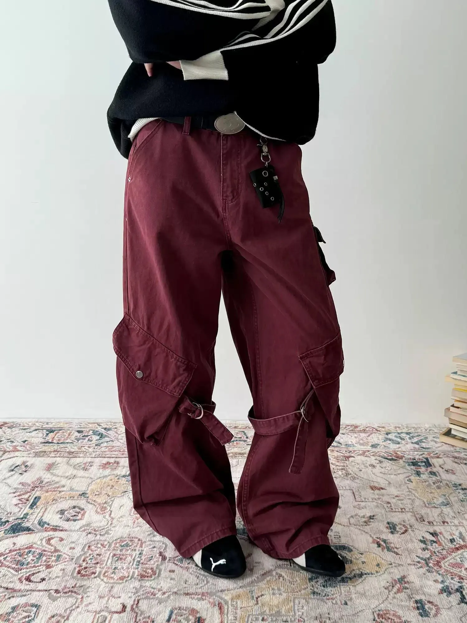 Nine Washed Loose Strap Cargo Pants