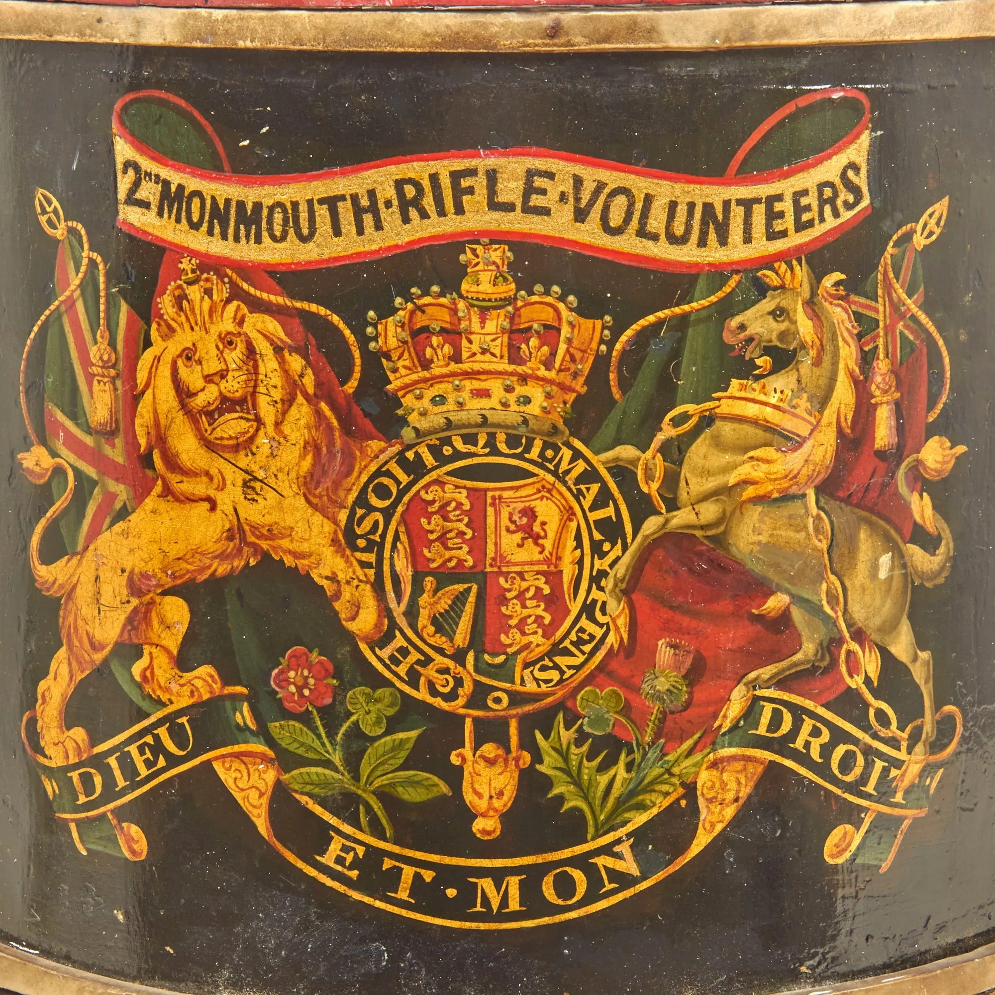 Original British Victorian Second Boer War 2nd Monmouth Rifle Volunteers “Monmouthshire” Regimental Drum